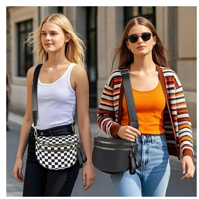 Fashionable crossbody bag with removable shoulder strap and double zipper LoungeYard — product view 2