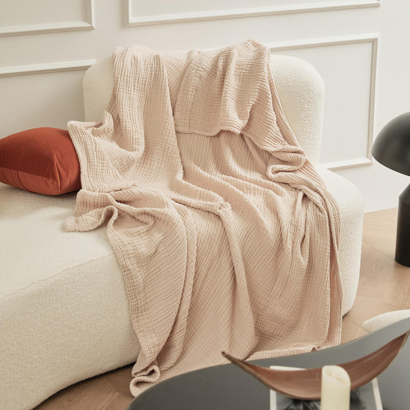 Women high-quality waffle texture blanket LoungeYard — product view 4