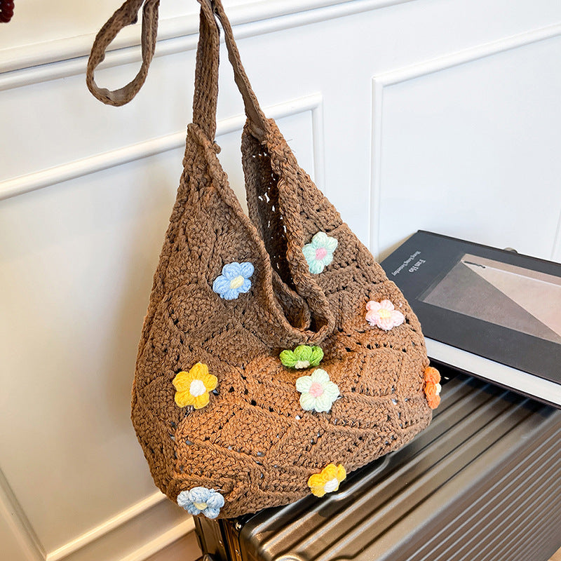 Floral Embellished Crochet Shoulder Bag LoungeYard — product view 2