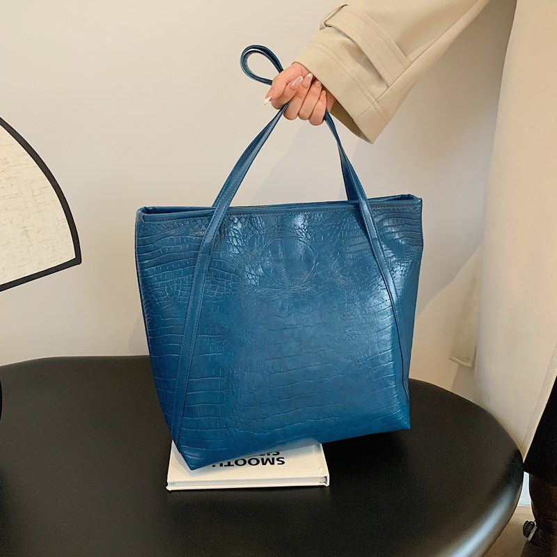 Crocodile-Embossed Leather Tote Bag LoungeYard — product view 3