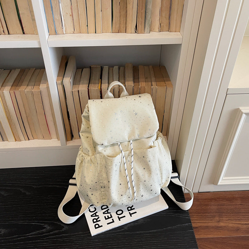 Star-Patterned Casual Drawstring Backpack LoungeYard — product view 6