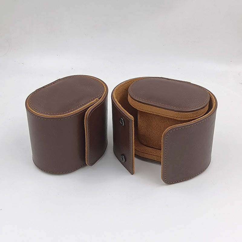 Compact Leather Travel Watch Roll Case with Snap Closure LoungeYard — product view 2