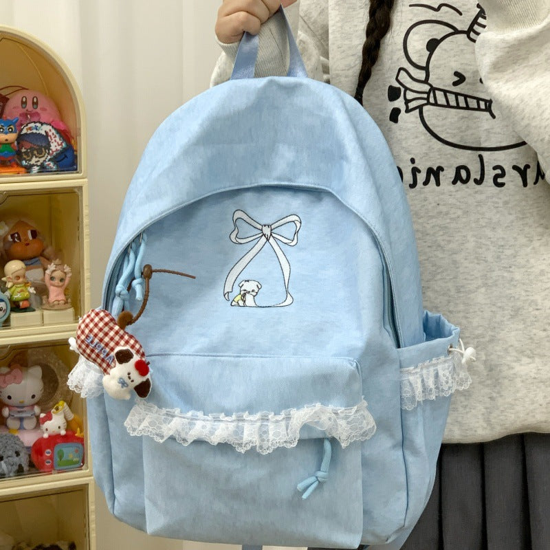Decorative Lace-Trimmed Backpack LoungeYard — product view 1