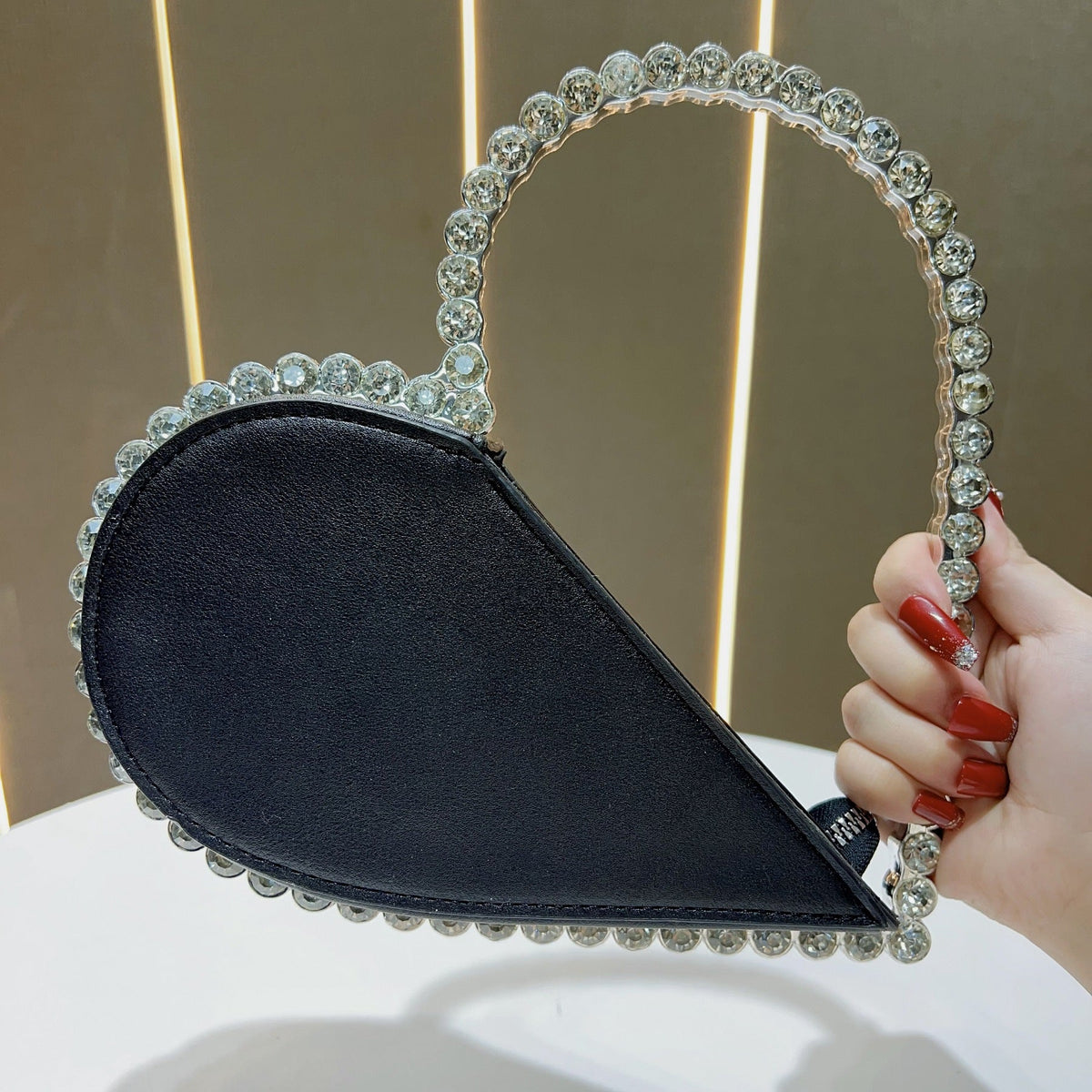 Heart-Shaped Rhinestone Handbag — product view 6