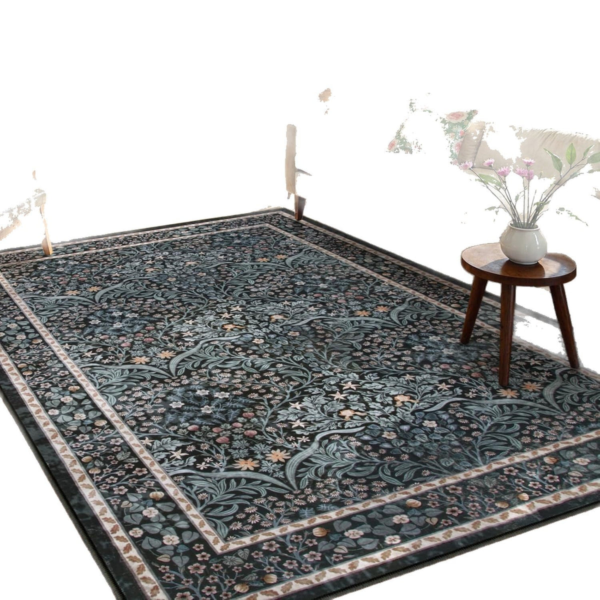 Floral Pattern Area Rug Bowlift — product view 5