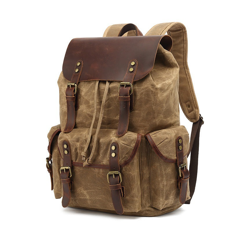 Rustic hiking backpack with multiple outer pockets LoungeYard — product view 7