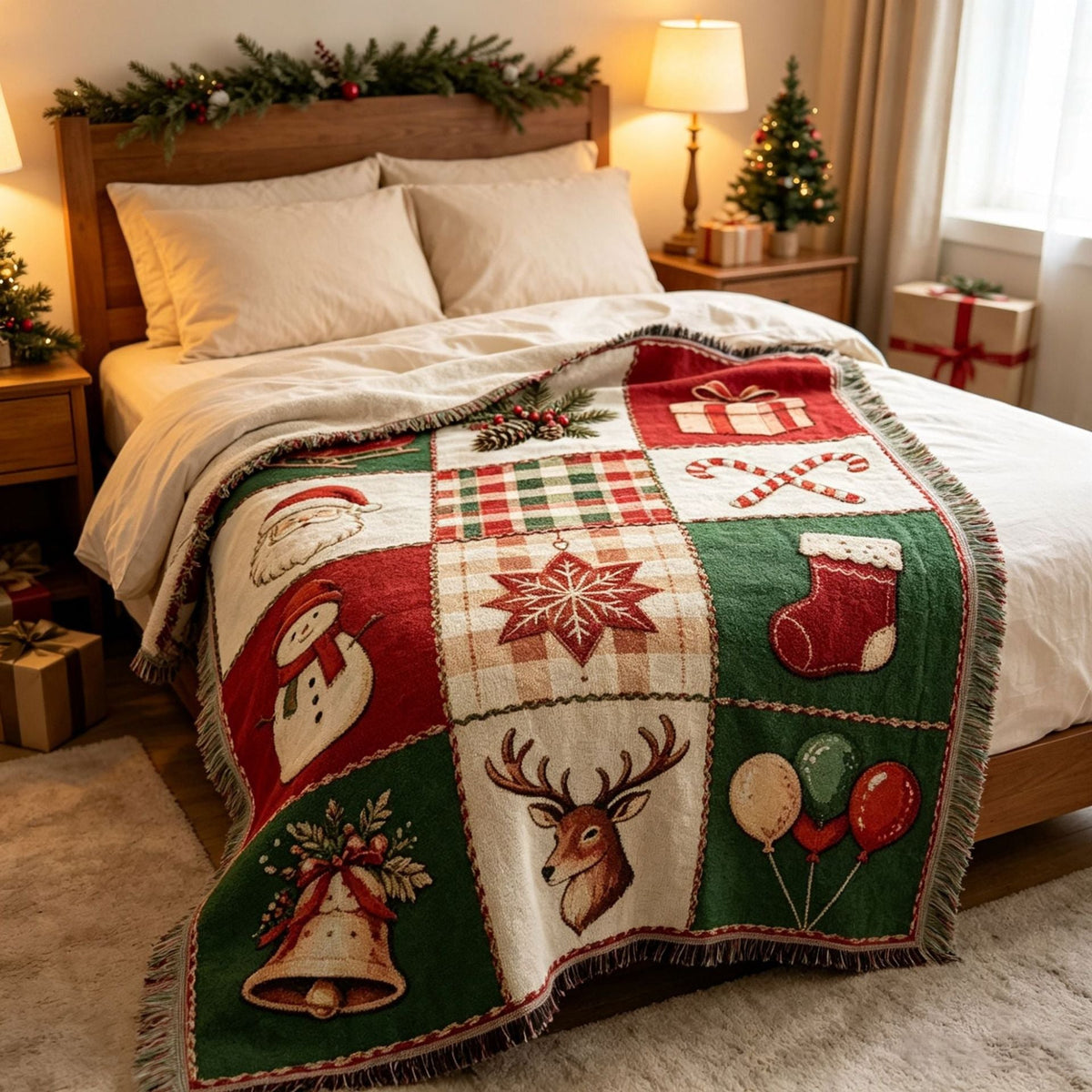 Festive Holiday Theme Throw Blanket — product view 3