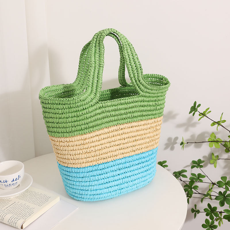 Handcrafted Durable Beach Bag with Cheerful Zigzag Pattern LoungeYard — product view 3