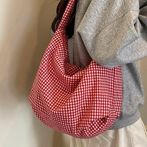 Cozy Gingham Print Shoulder Bag — product view 3
