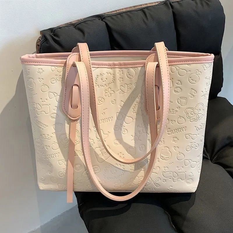 Embossed Pattern Shoulder Tote LoungeYard — product view 3