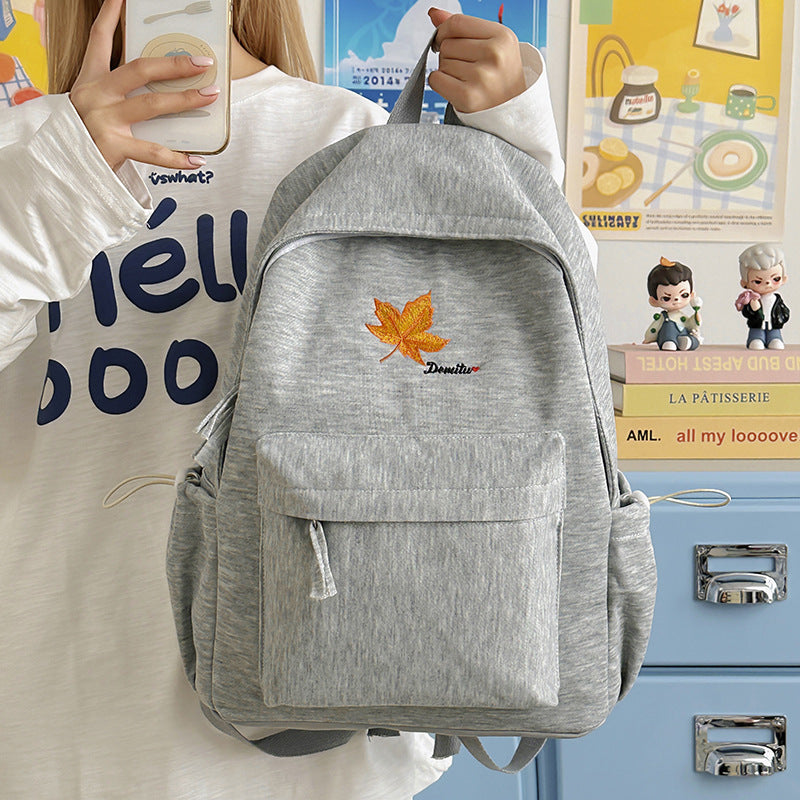 Casual Embroidered Leaf Backpack LoungeYard — product view 4