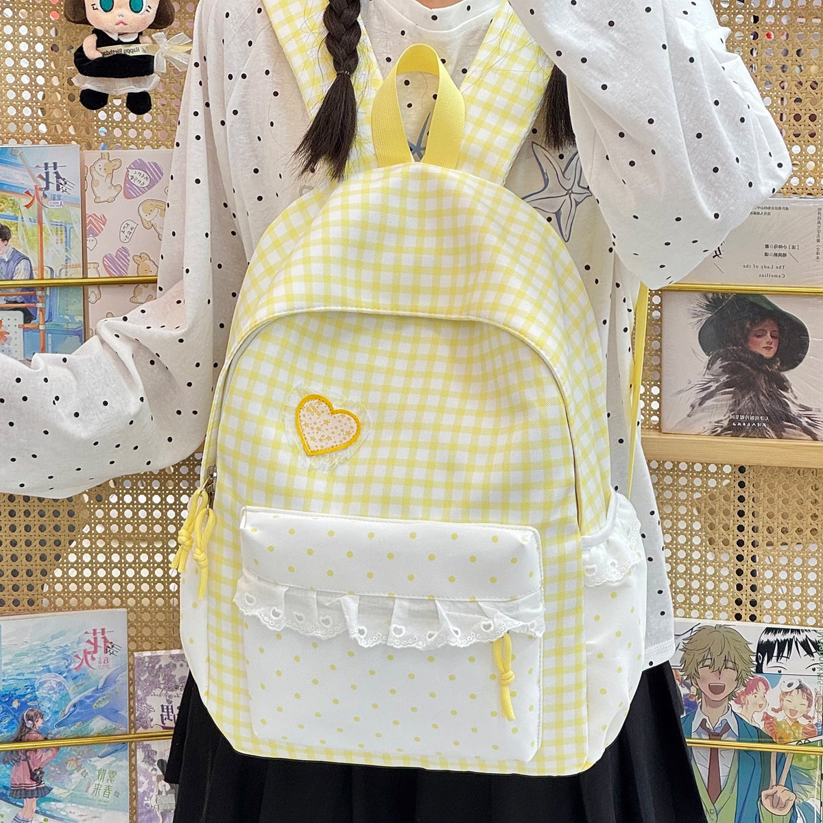 Stylish Checked Backpack LoungeYard — product view 2