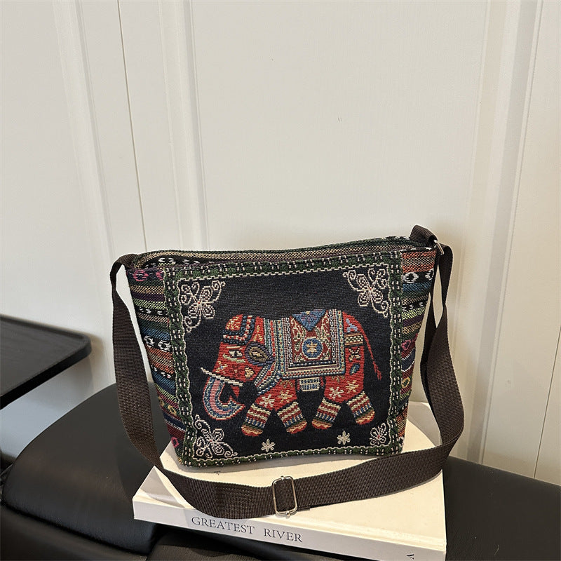 Artistic Elephant Embroidered Crossbody Bag — product view 2