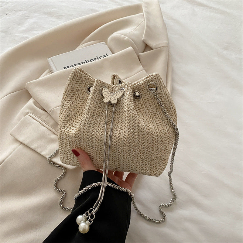 Elegant Woven Drawstring Mini Handbag LoungeYard — product view 7