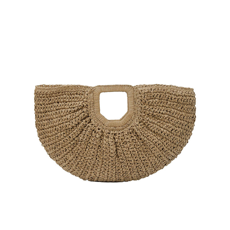 Handcrafted straw bag with elegant pleats LoungeYard — product view 4