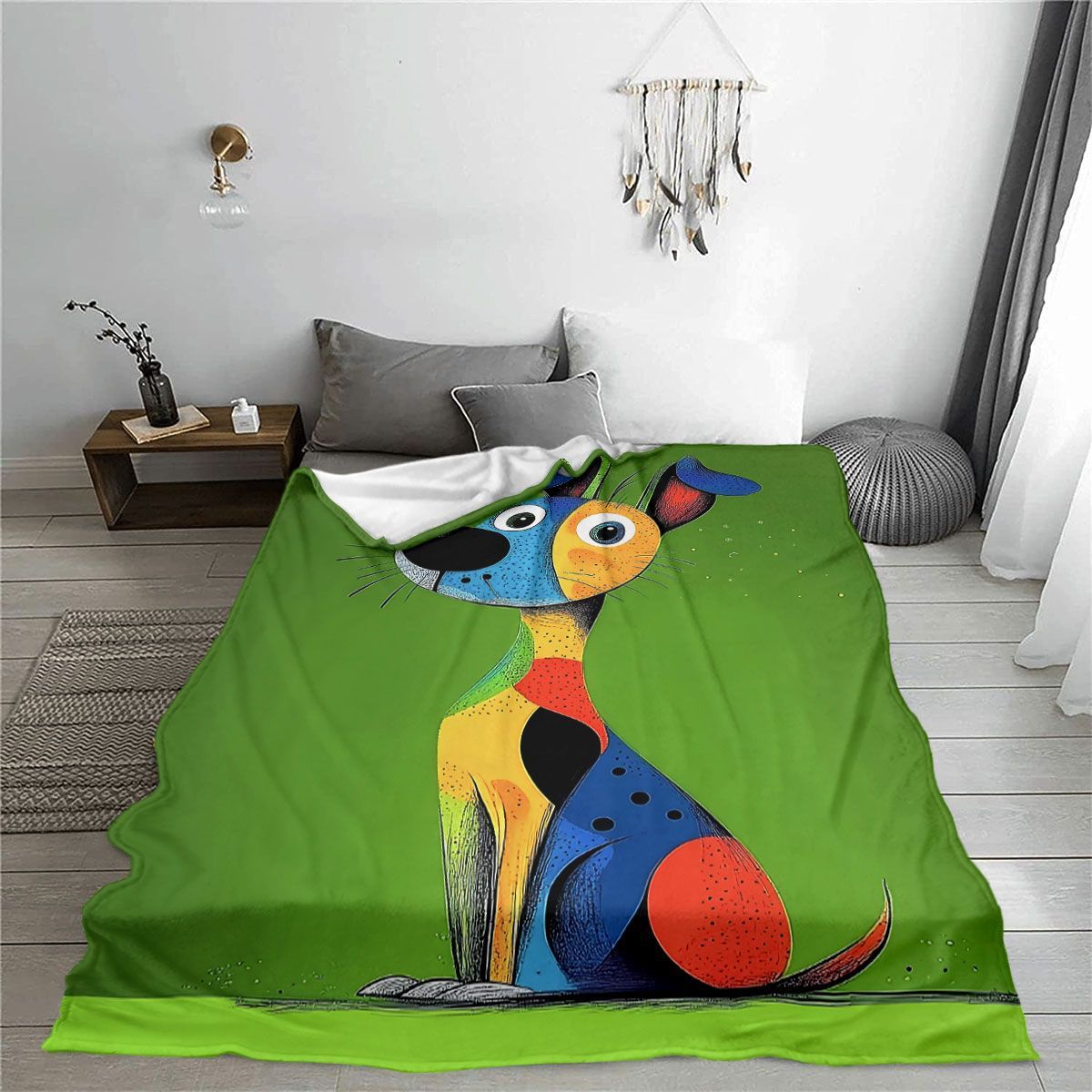 Whimsical Dog-Themed Fleece Blanket — product view 2