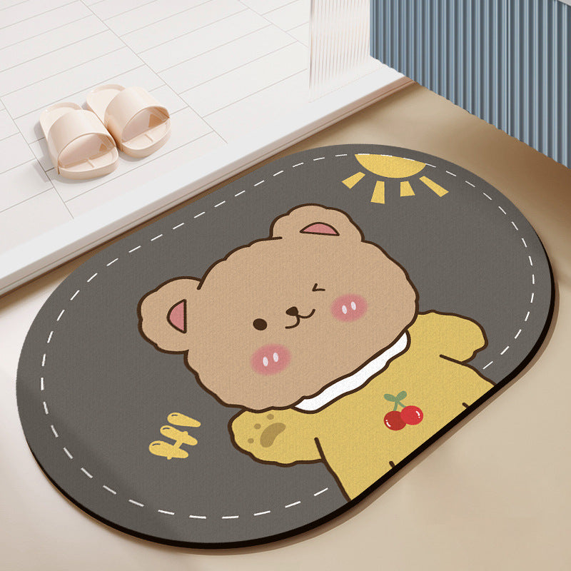 Cute Cartoon Bear-Themed Bath Mat — product view 1