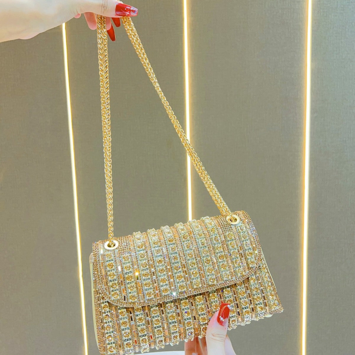 Rhinestone-Embellished Evening Shoulder Bag — product view 2