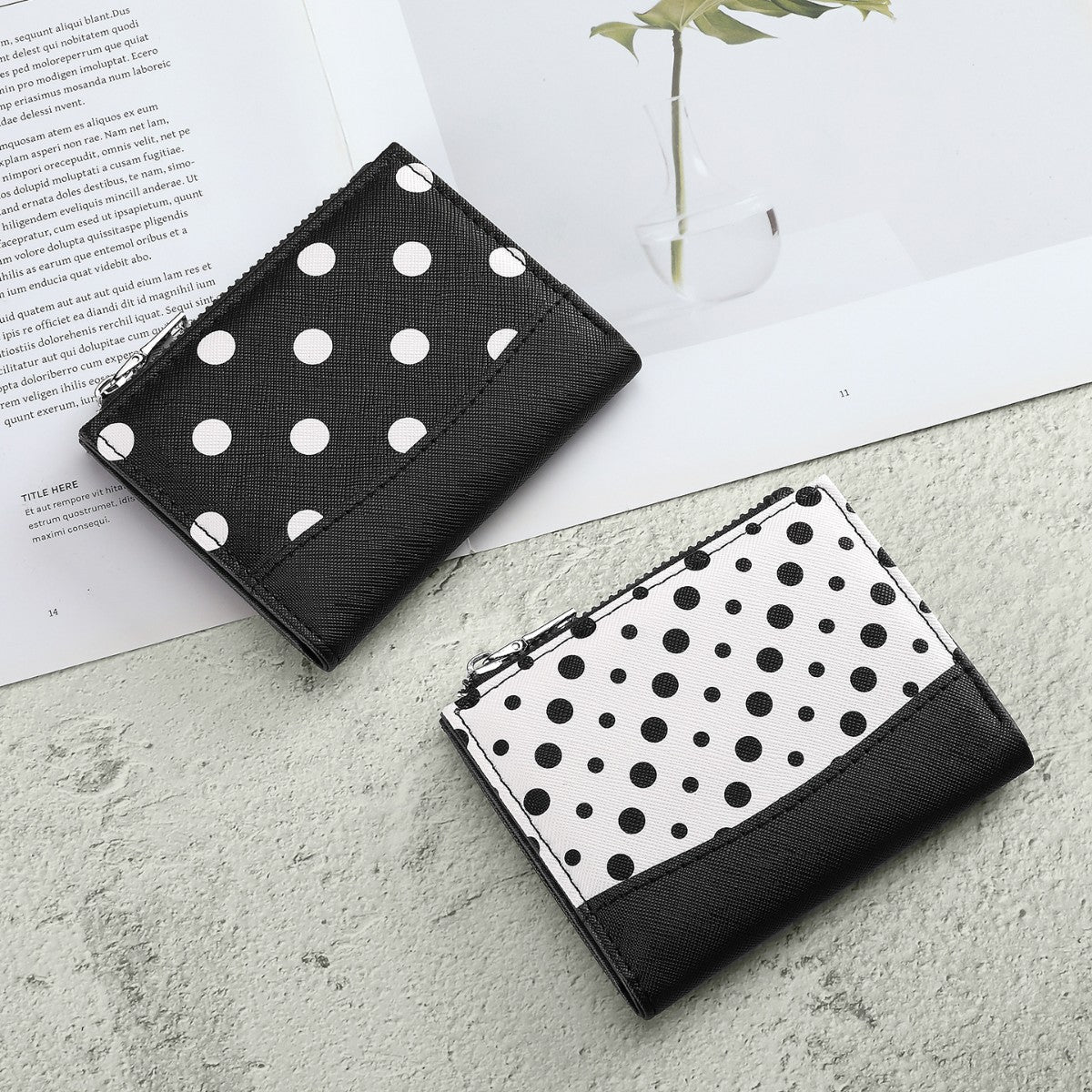 Compact Polka Dot Zip Wallet — product view 2