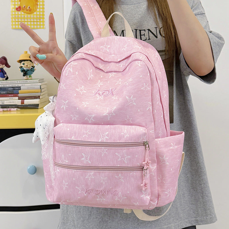 Star-Embellished Multi-Pocket Backpack LoungeYard — product view 6