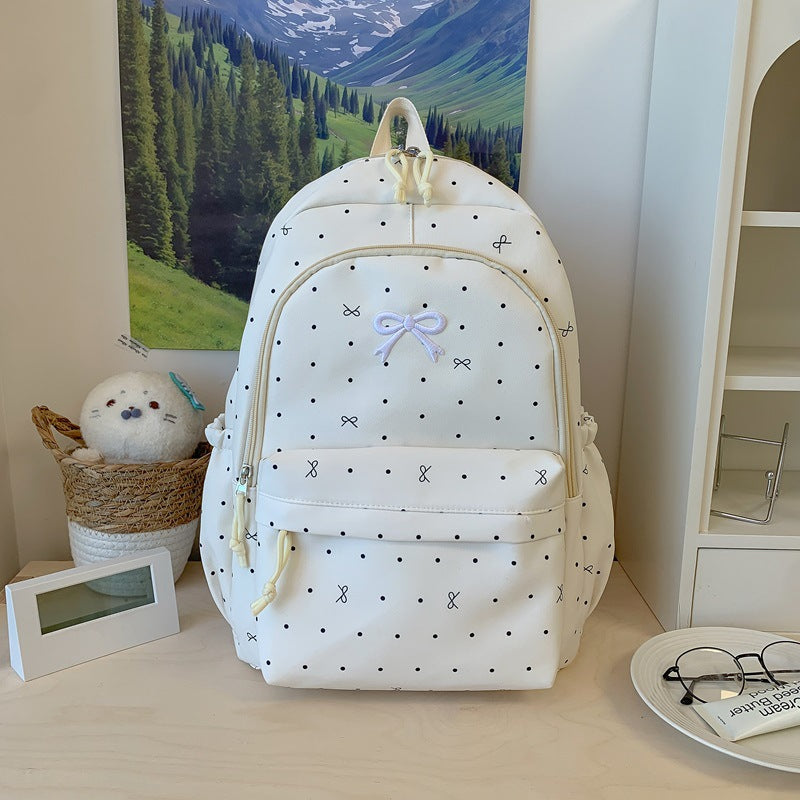 Polka Dot Design Backpack with Multi-Pocket Features LoungeYard — product view 7