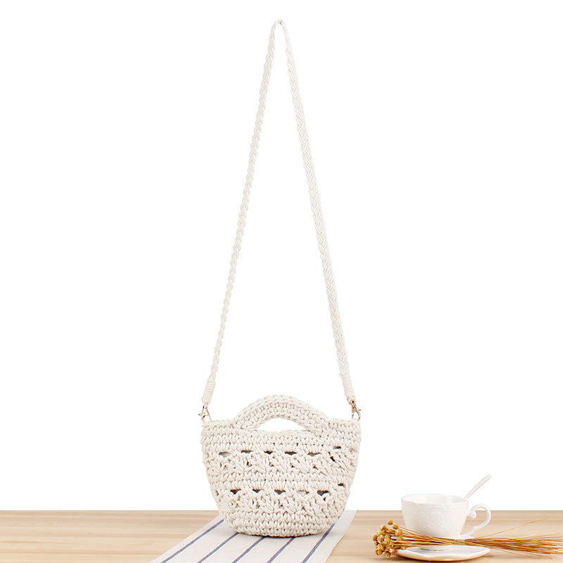 Playful macrame shoulder bag with braided handle LoungeYard — product view 1
