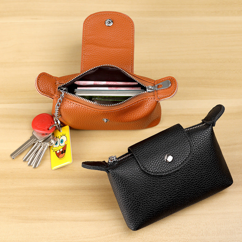 Compact Textured Leather Coin Purse — product view 6