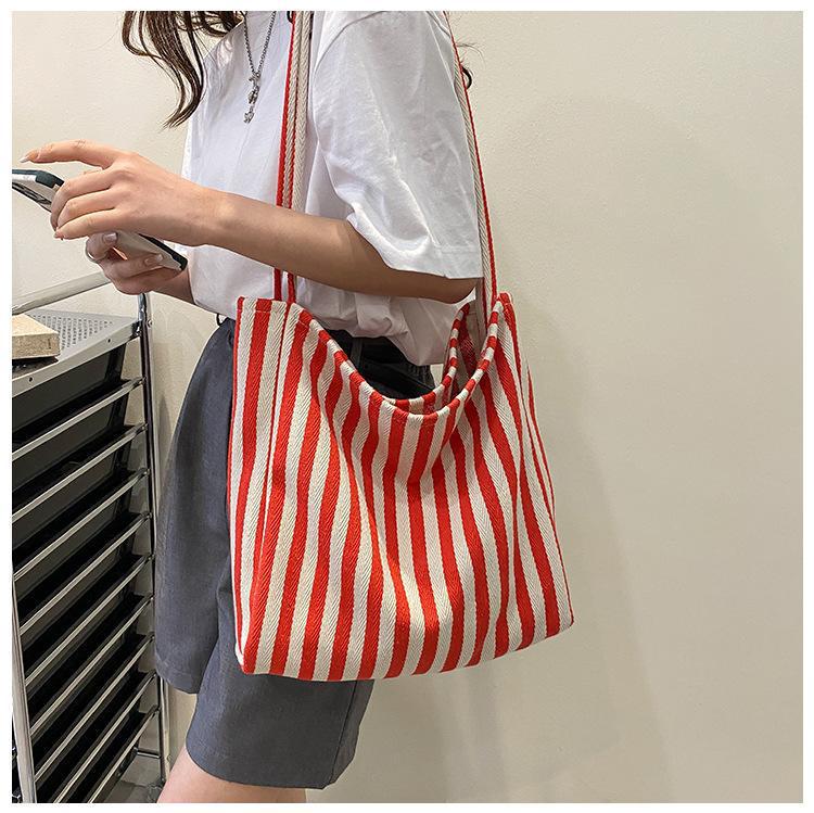Casual Striped Canvas Tote Bag — product view 3