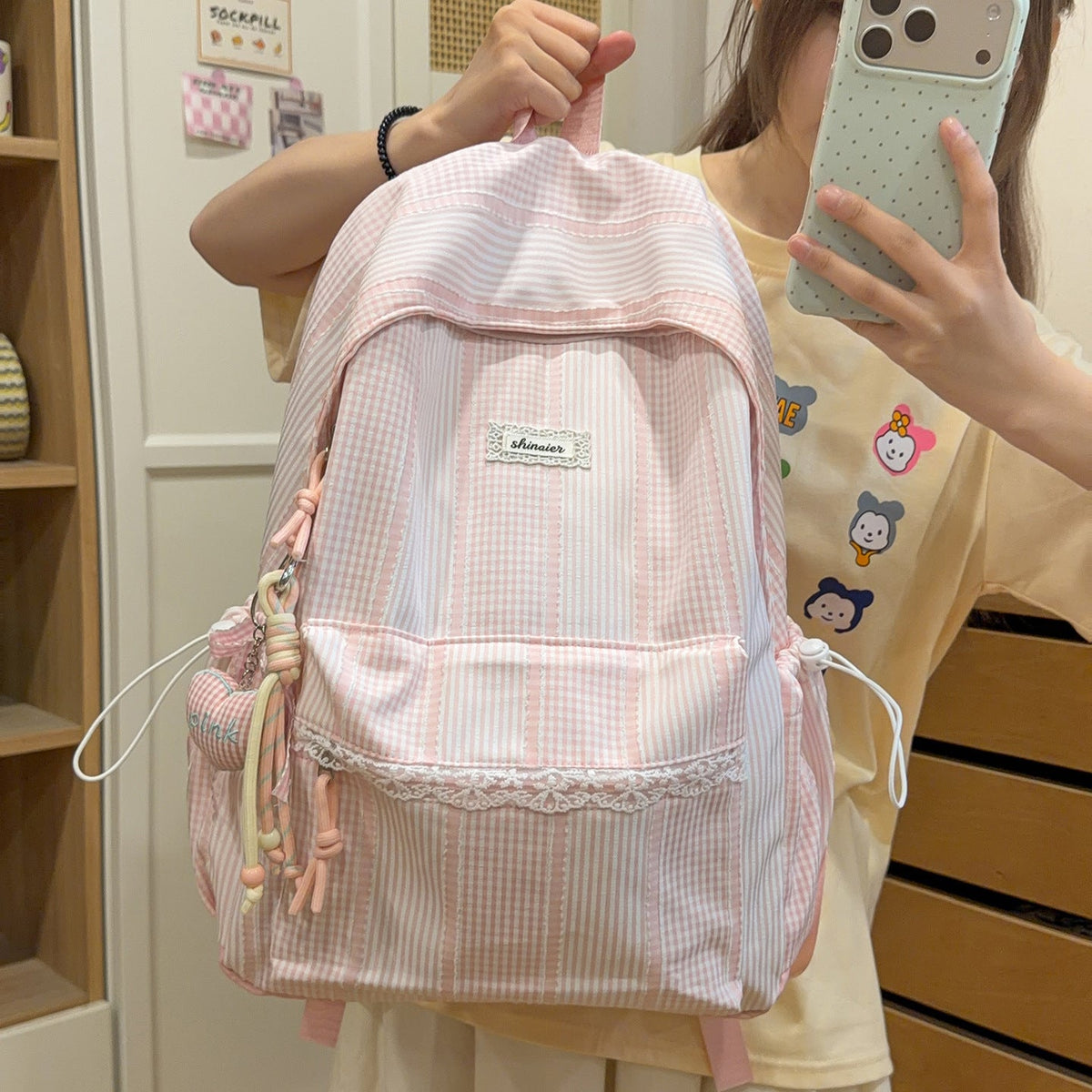 Cute Striped Backpack LoungeYard — product view 3