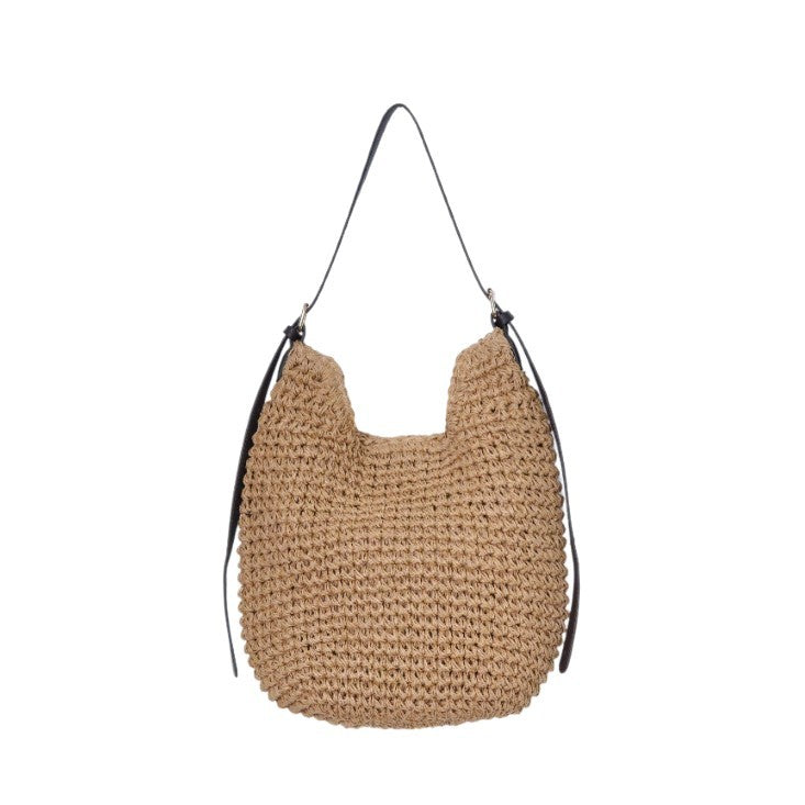 Trendy Shoulder Bag with Natural Weave and Leather Accents LoungeYard — product view 5