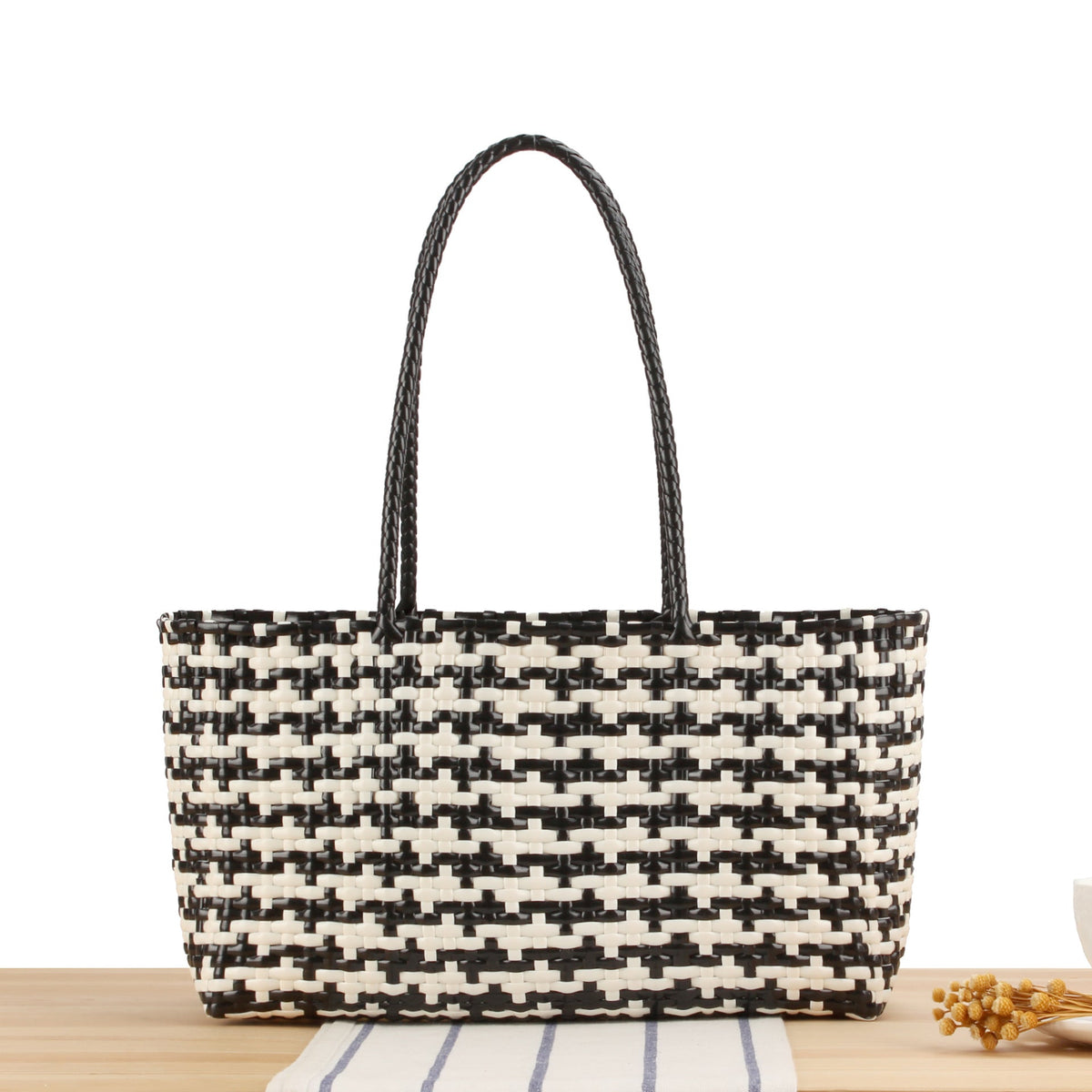 Braided Tote Bag with Stylish Patterns LoungeYard — product view 6