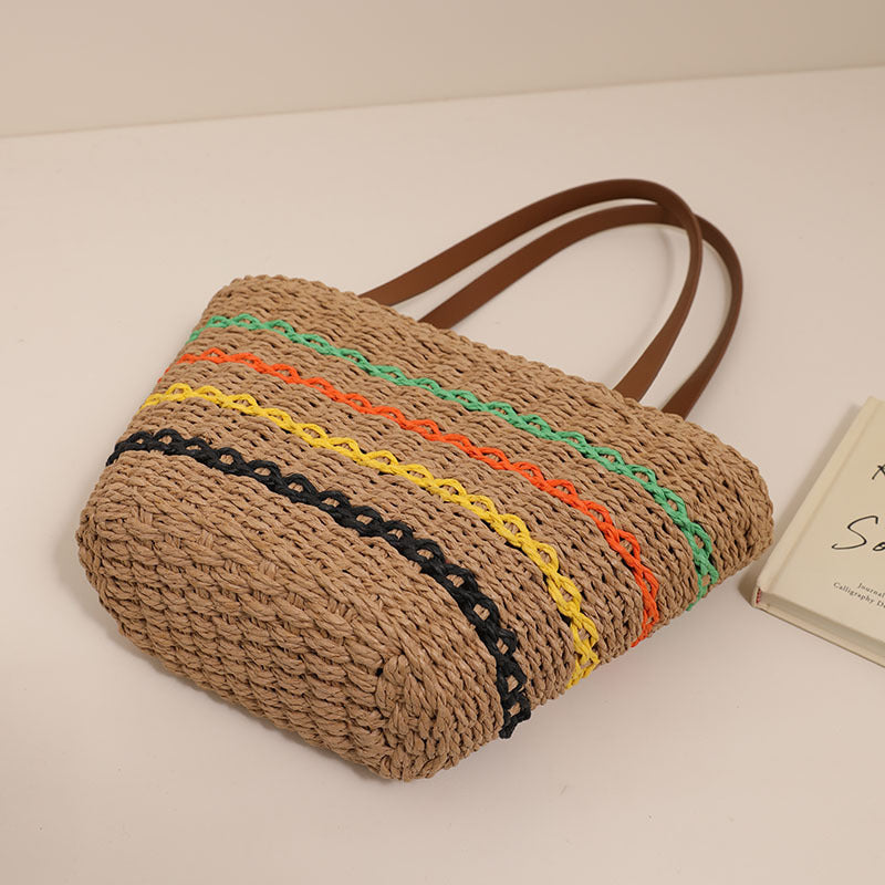 Trendy Straw Bag with Colorful Details LoungeYard — product view 4
