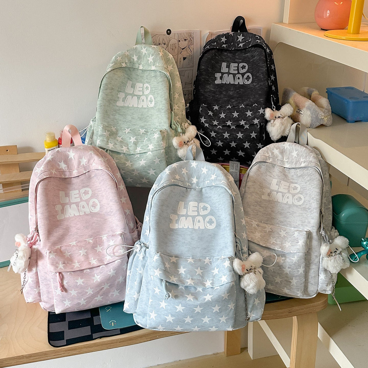 Fun Starry Patterned Backpack LoungeYard — product view 4