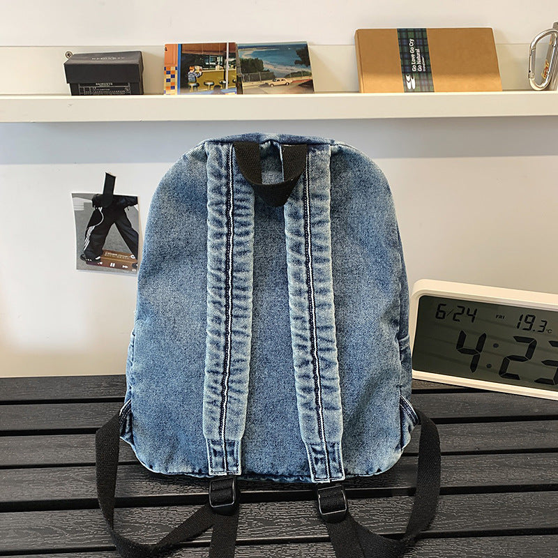 Denim Fabric Casual Backpack LoungeYard — product view 3