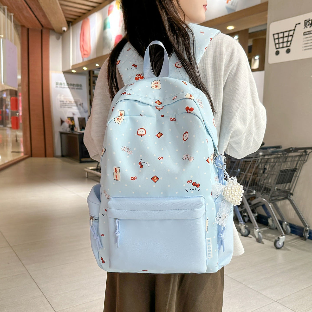 Playful Illustrated Cartoon Backpack LoungeYard — product view 3