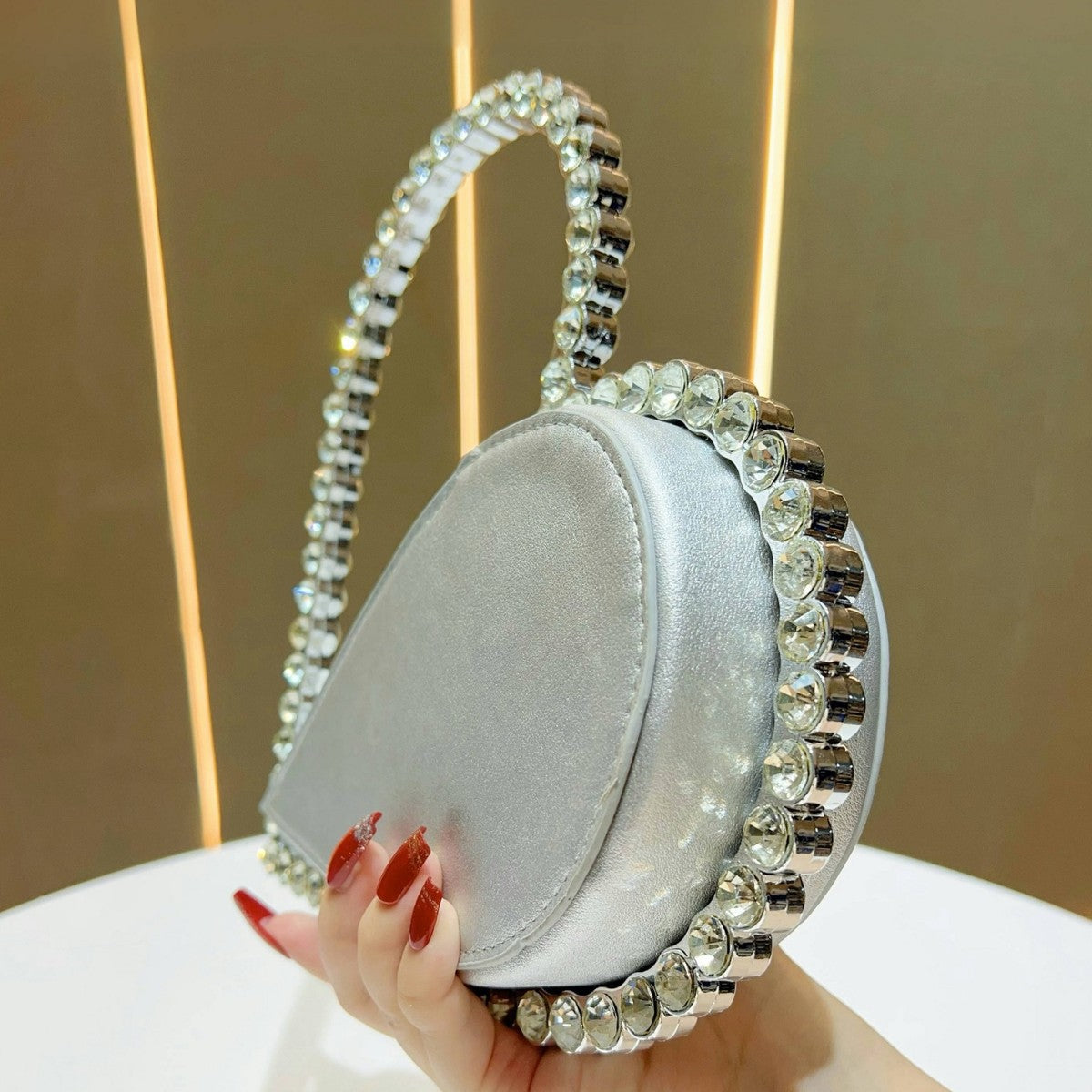 Heart-Shaped Rhinestone Handbag — product view 2