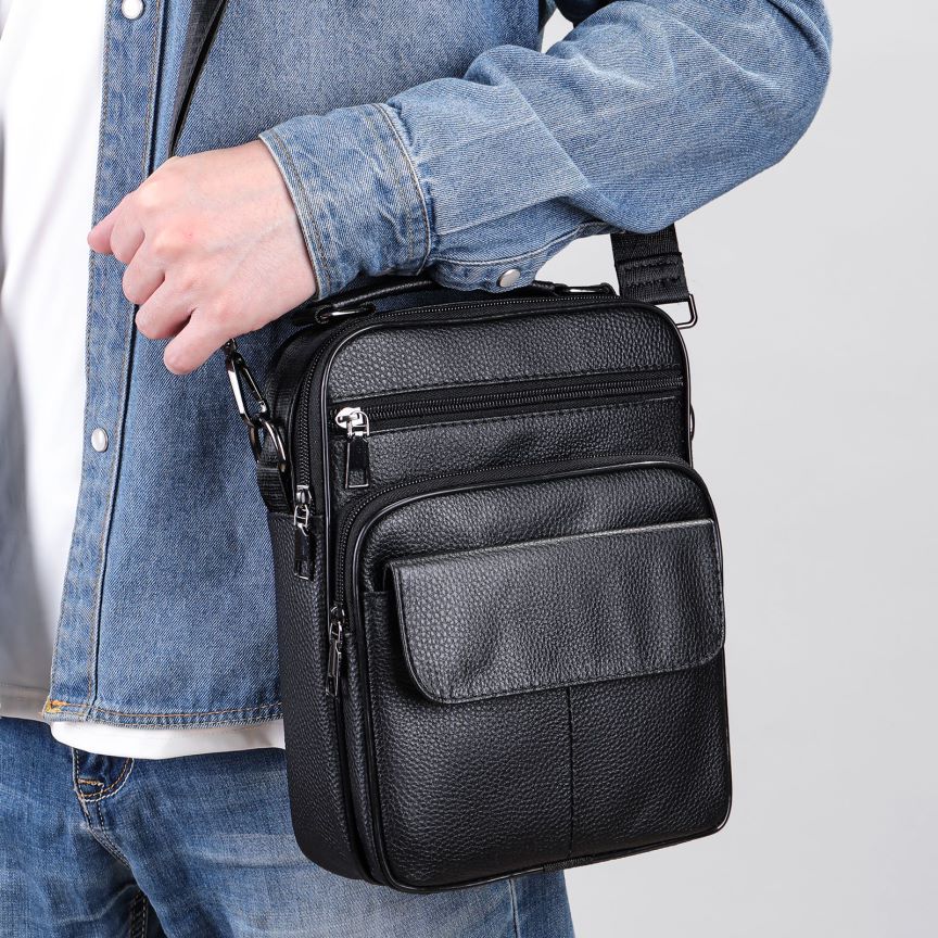 Multi-Pocket Leather Crossbody Bag — product view 7
