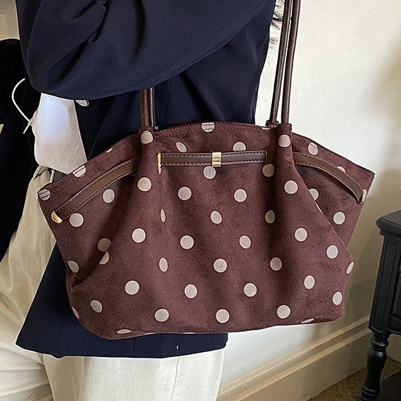 Polka Dot Suede Shoulder Tote — product view 6