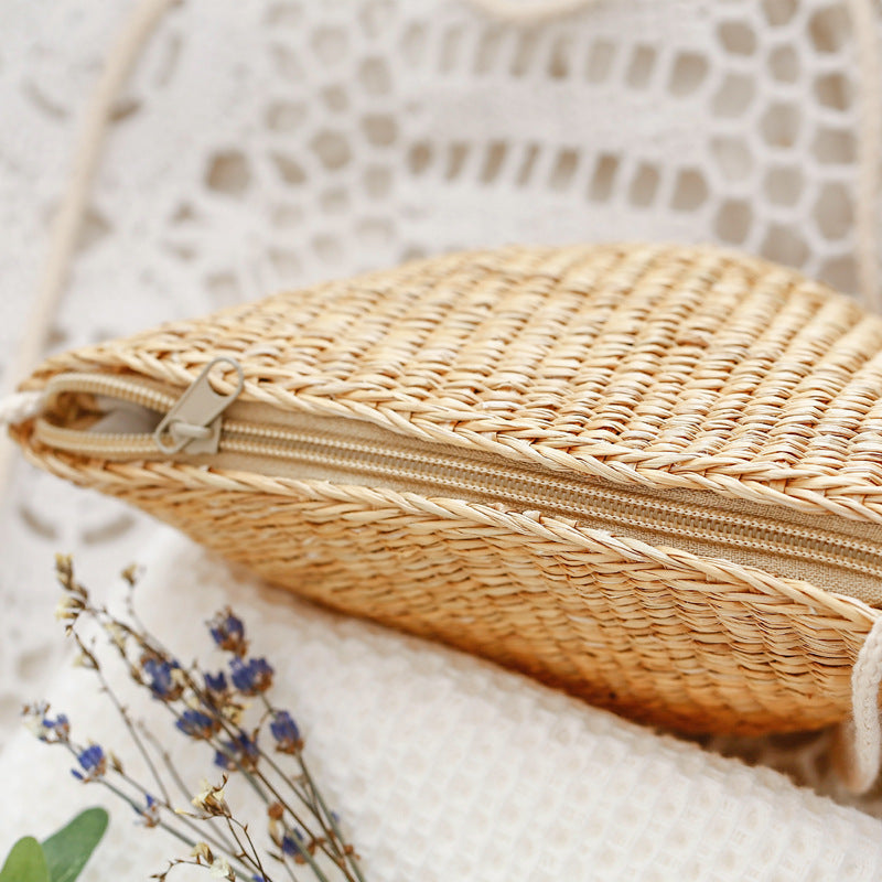 Handcrafted basket bag in unique half-moon design LoungeYard — product view 4