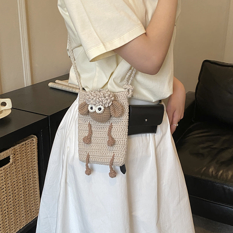 Cute Sheep-Themed Crochet Mini Backpack — product view 4