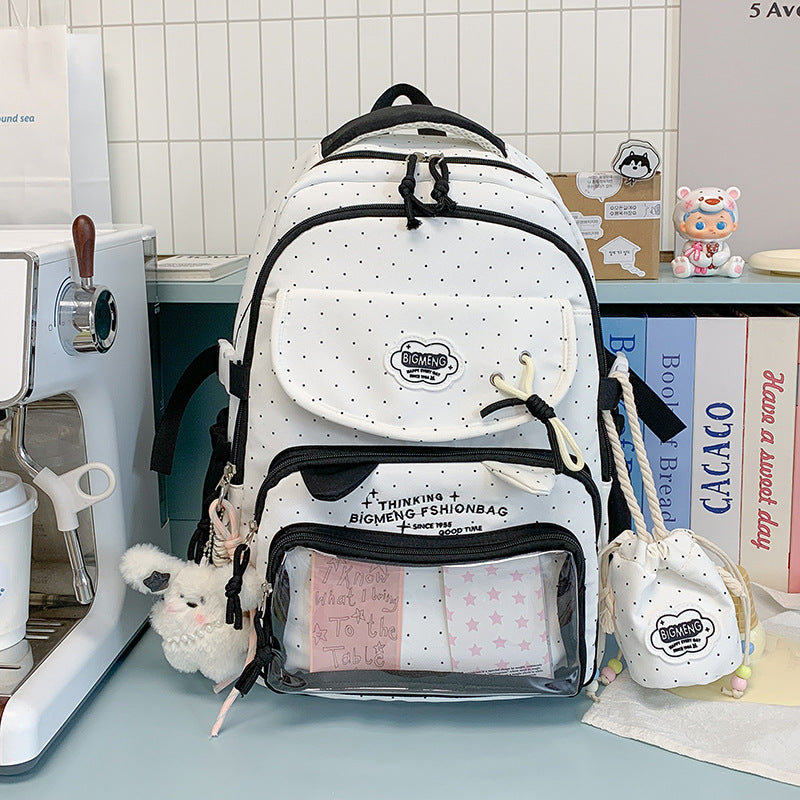 Polka Dot Design Backpack with Multiple Compartments LoungeYard — product view 7