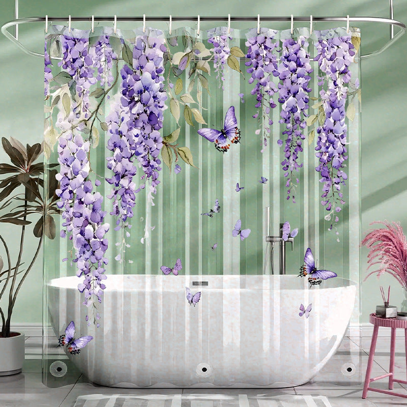 Floral Wisteria Shower Curtain LoungeYard — product view 1