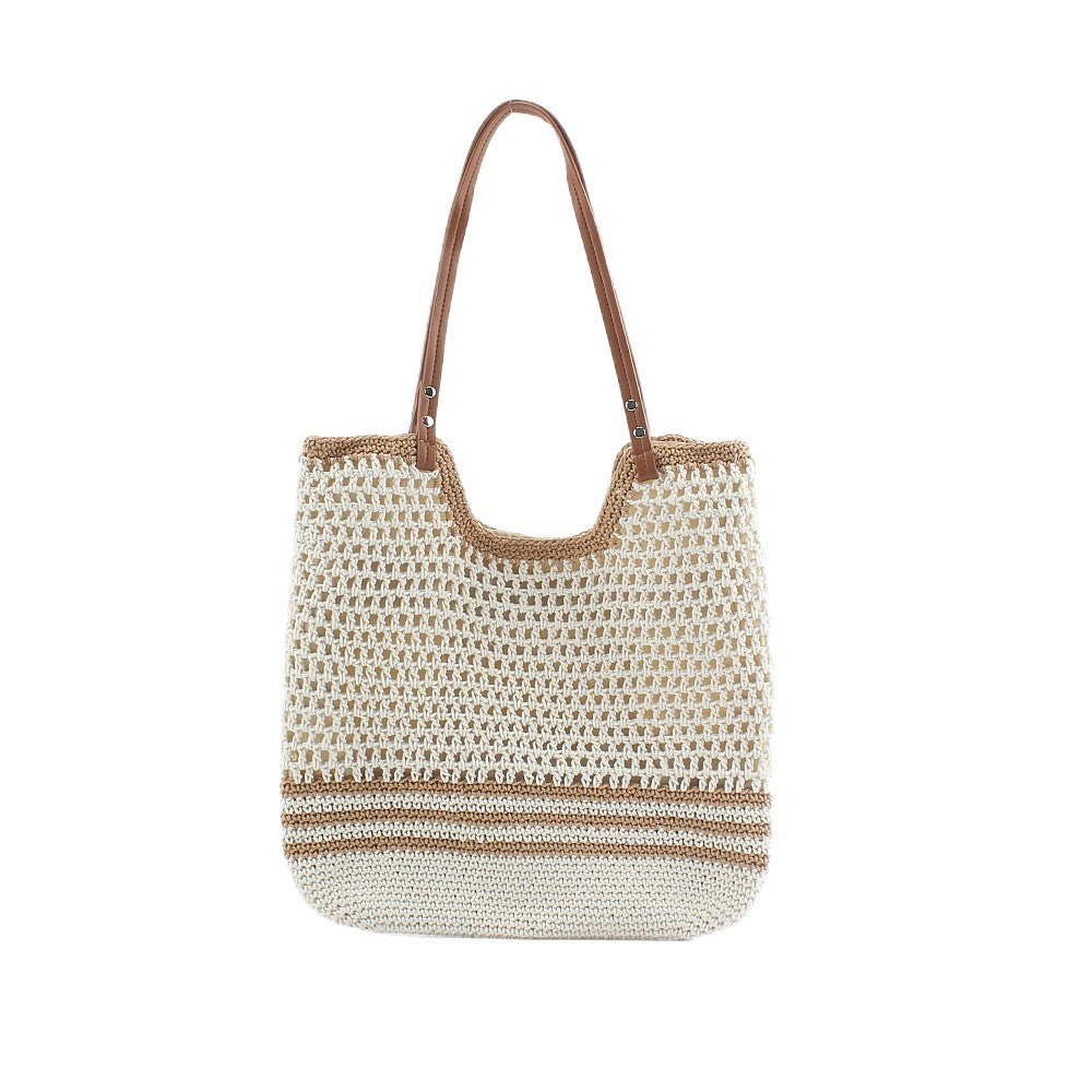 Handcrafted designer beach bag with sturdy leather handles LoungeYard — product view 4