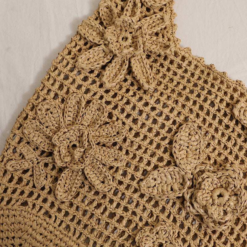 Crocheted shoulder bag with floral appliqués LoungeYard — product view 4