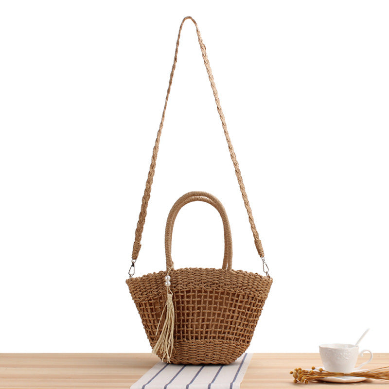 Elegant Bast Shoulder Bag with Tassels and Reinforced Handle LoungeYard — product view 6