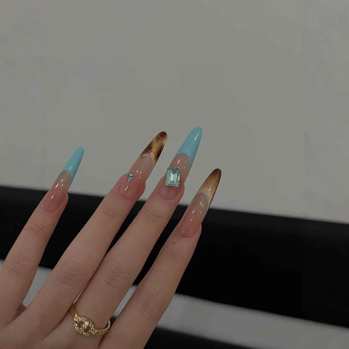 Elegant Stiletto Nail Extensions with Glitter Accents — product view 4