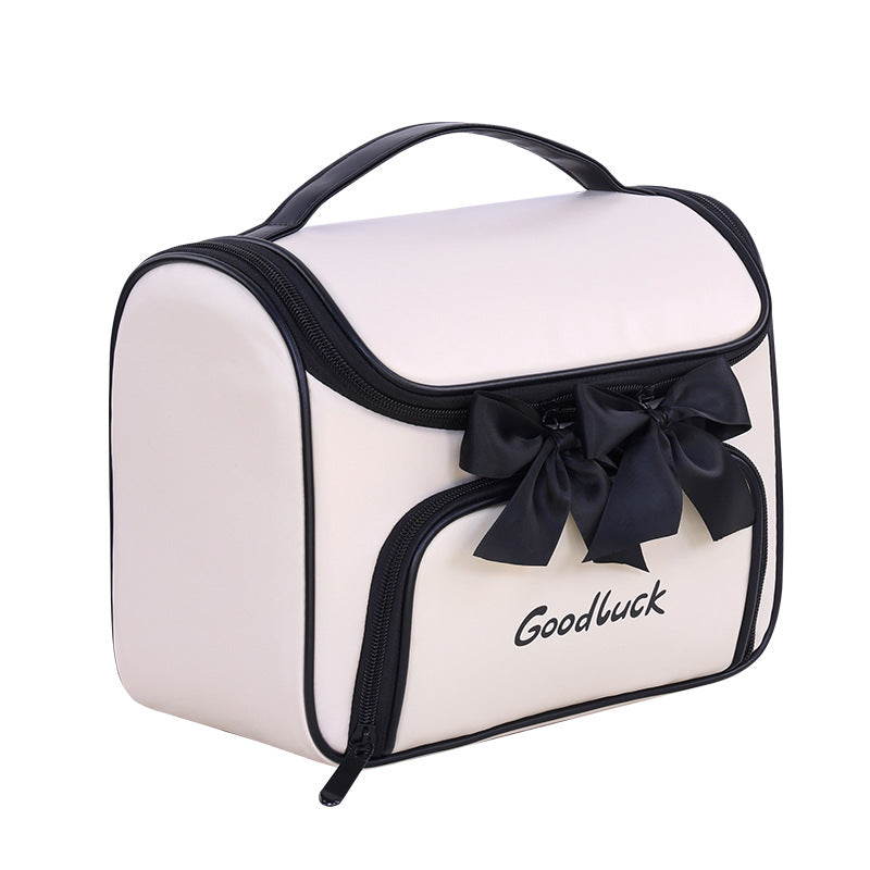 Cosmetic and toiletry bag with elegant bow accent LoungeYard — product view 3