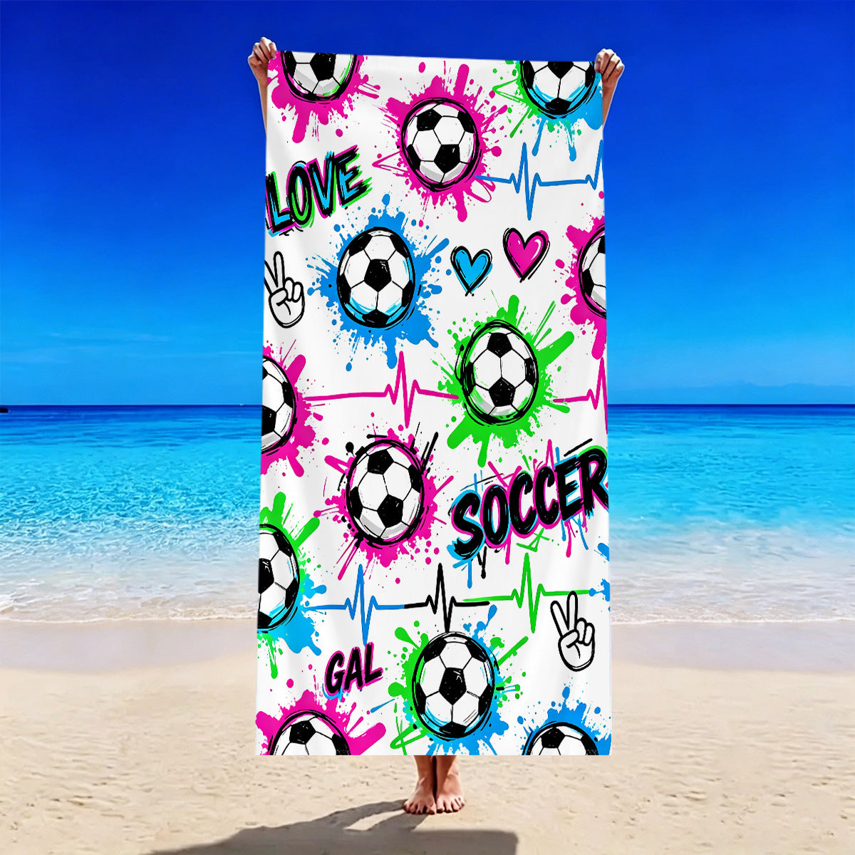 Football-themed beach towel LoungeYard — product view 4