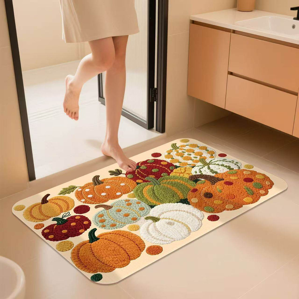 Pumpkin-Themed Bath Mat LoungeYard — product view 3