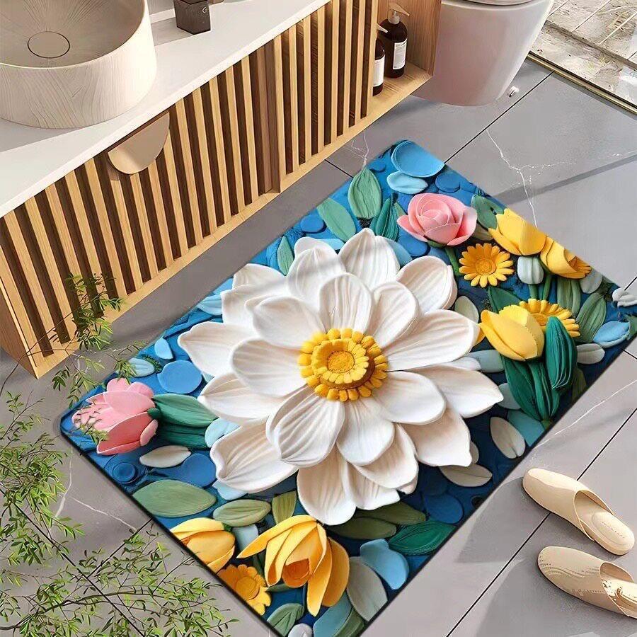 Elegant Floral Decorative Bath Mat — product view 5